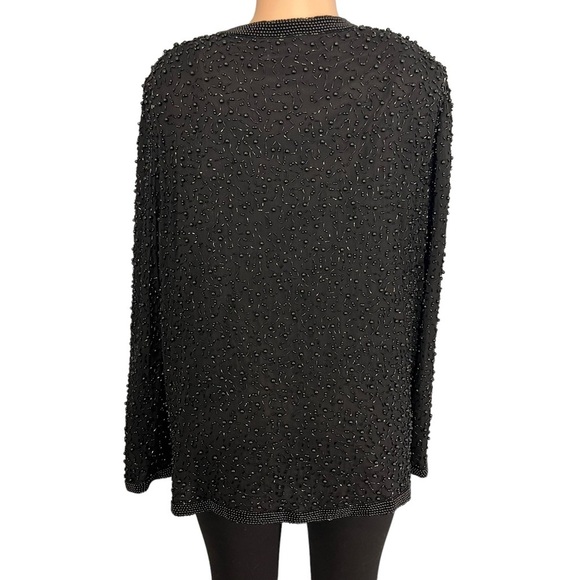 COTE D' AZUR Vintage Evening Black Vintage Gorgeous Beaded Silk Jacket - Picture 8 of 10